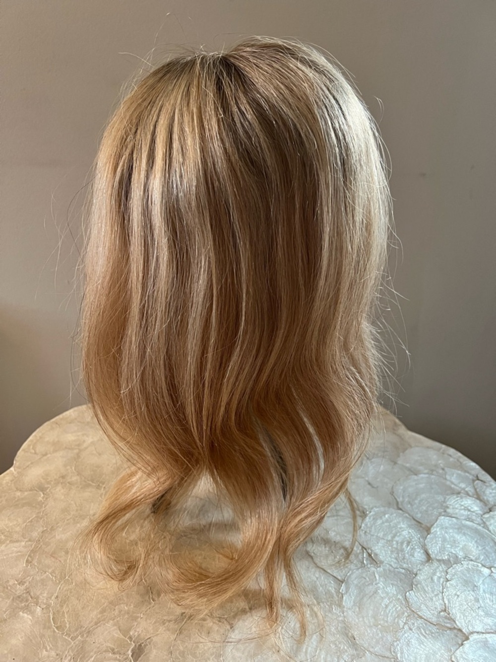 Hidden Crown Beige Blonde with hi-lights Human Hair Topper High Density